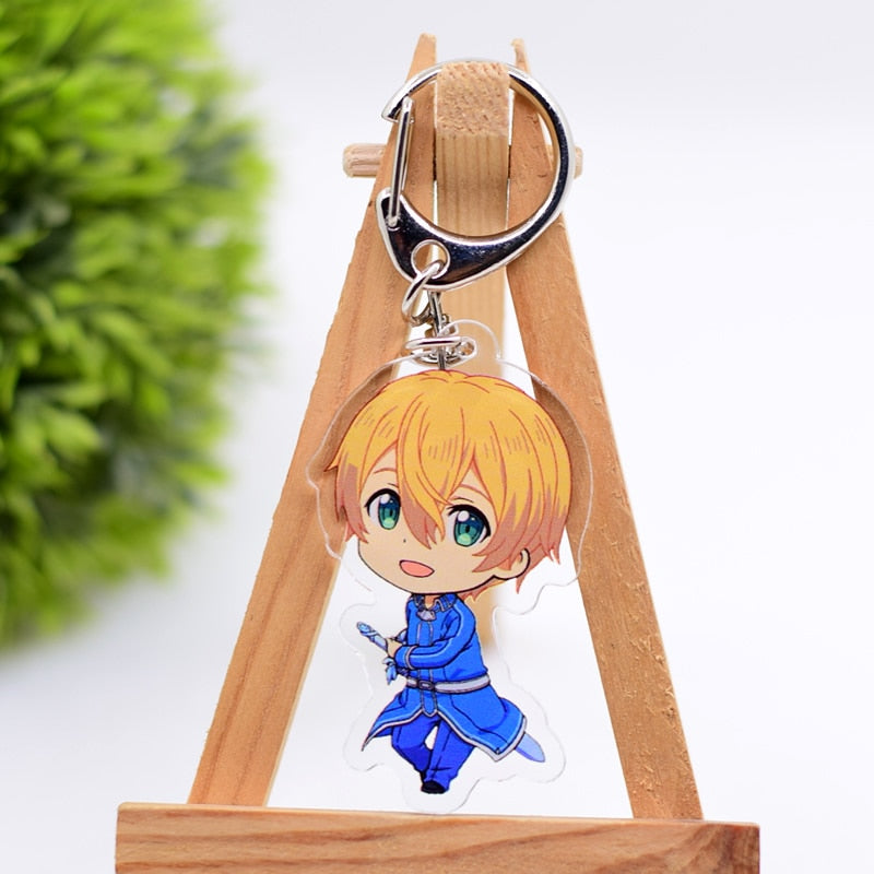 Sword Art Online Keychain Double Sided Acrylic Cartoon Key Chain Pendant Anime Accessories Keyring Hot Sale