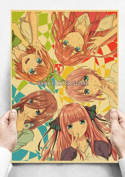 The Quintessential Quintuplets Poster Classic Nostalgia Wall Sticker Posters and Home Decoration Kraft Room Decoration Chambre