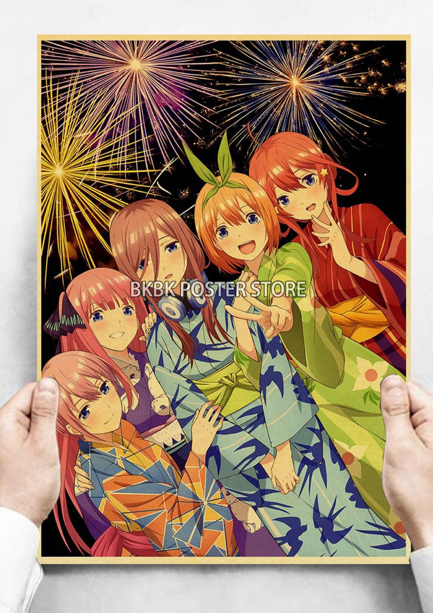 The Quintessential Quintuplets Poster Classic Nostalgia Wall Sticker Posters and Home Decoration Kraft Room Decoration Chambre