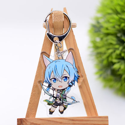 Sword Art Online Keychain Double Sided Acrylic Cartoon Key Chain Pendant Anime Accessories Keyring Hot Sale