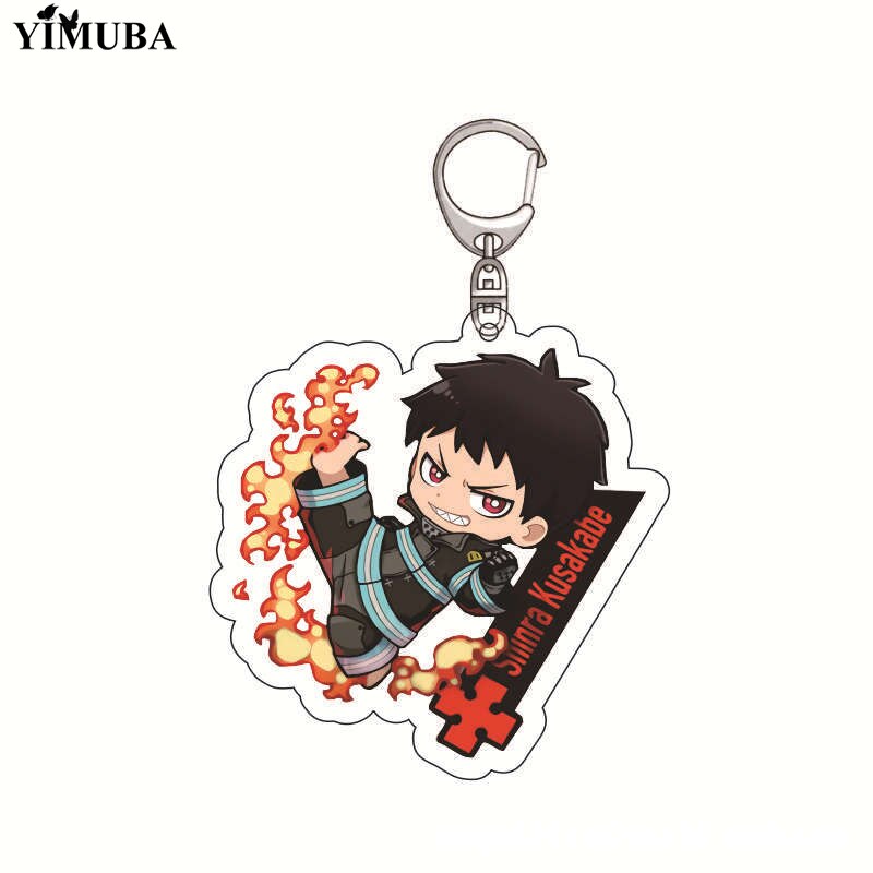 Enn Enn No Shouboutai Fire Force Cosplay Keychain High Quality Transparent Acrylic Fashion Anime Figures Key Chain Cute Trinkets