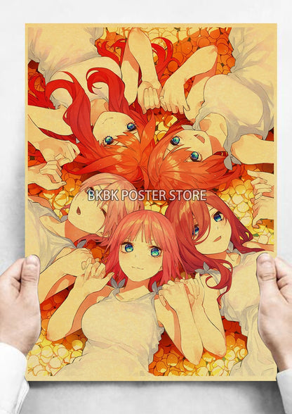 The Quintessential Quintuplets Poster Classic Nostalgia Wall Sticker Posters and Home Decoration Kraft Room Decoration Chambre