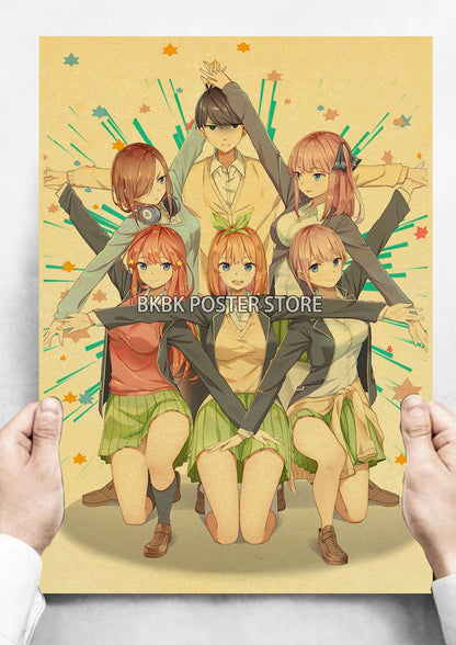 The Quintessential Quintuplets Poster Classic Nostalgia Wall Sticker Posters and Home Decoration Kraft Room Decoration Chambre