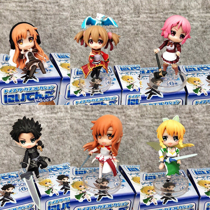 6pcs/lot Sword Art Online 2 Figures Kirito Asuna Leafa Lisbeth Silica Fairy Dance SAO Mini Model Dolls