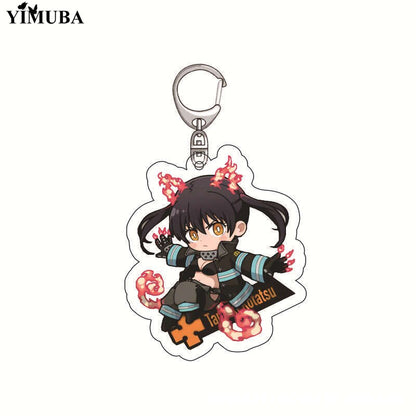 Enn Enn No Shouboutai Fire Force Cosplay Keychain High Quality Transparent Acrylic Fashion Anime Figures Key Chain Cute Trinkets