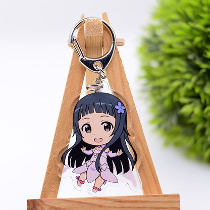 Sword Art Online Keychain Double Sided Acrylic Cartoon Key Chain Pendant Anime Accessories Keyring Hot Sale