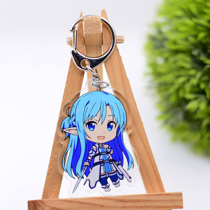 Sword Art Online Keychain Double Sided Acrylic Cartoon Key Chain Pendant Anime Accessories Keyring Hot Sale