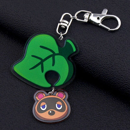 Switch Game Animal Crossing Keychain Fashion Skin Rope Small Leaves Keyring Charm Bag Pendant Cute Acrylic Unisex Jewelry Gifts