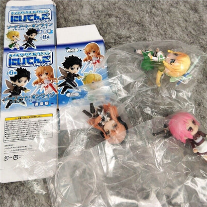 6pcs/lot Sword Art Online 2 Figures Kirito Asuna Leafa Lisbeth Silica Fairy Dance SAO Mini Model Dolls