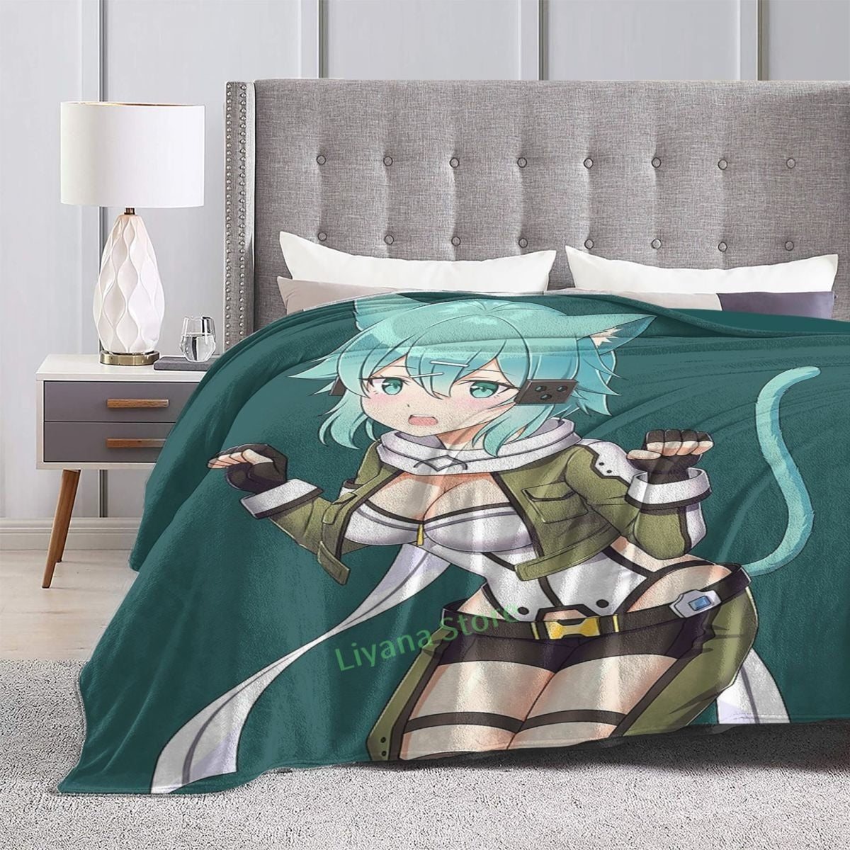 Sinon Sword Art Online Anime Waifu Throw Blanket 3D printed sofa bedroom decorative blanket children adult Christmas gift