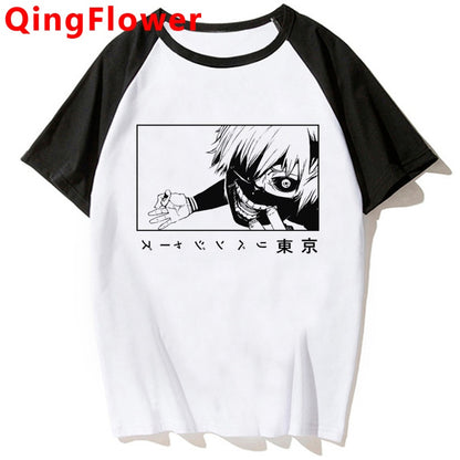 Japanese Anime Kaneki Ken Y2k Tokyo Ghoul T Shirt Men Kawaii Manga Graphic Tees Fashion Tshirt Summer 90s Tops T-shirt Male