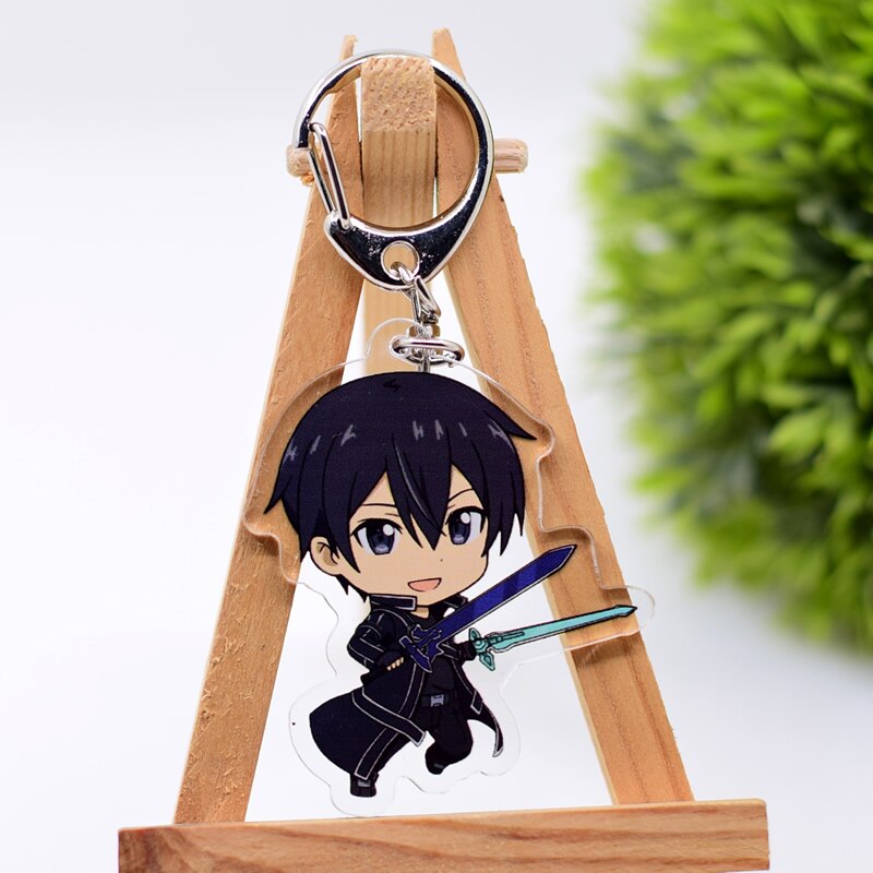 Sword Art Online Keychain Double Sided Acrylic Cartoon Key Chain Pendant Anime Accessories Keyring Hot Sale