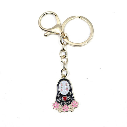 Spirited Away No Face Man Keychain Cartoon Fairydust Keyrings Car Bags Keyholder Alloy Pendants Key Chain Buckle Newest Handmade