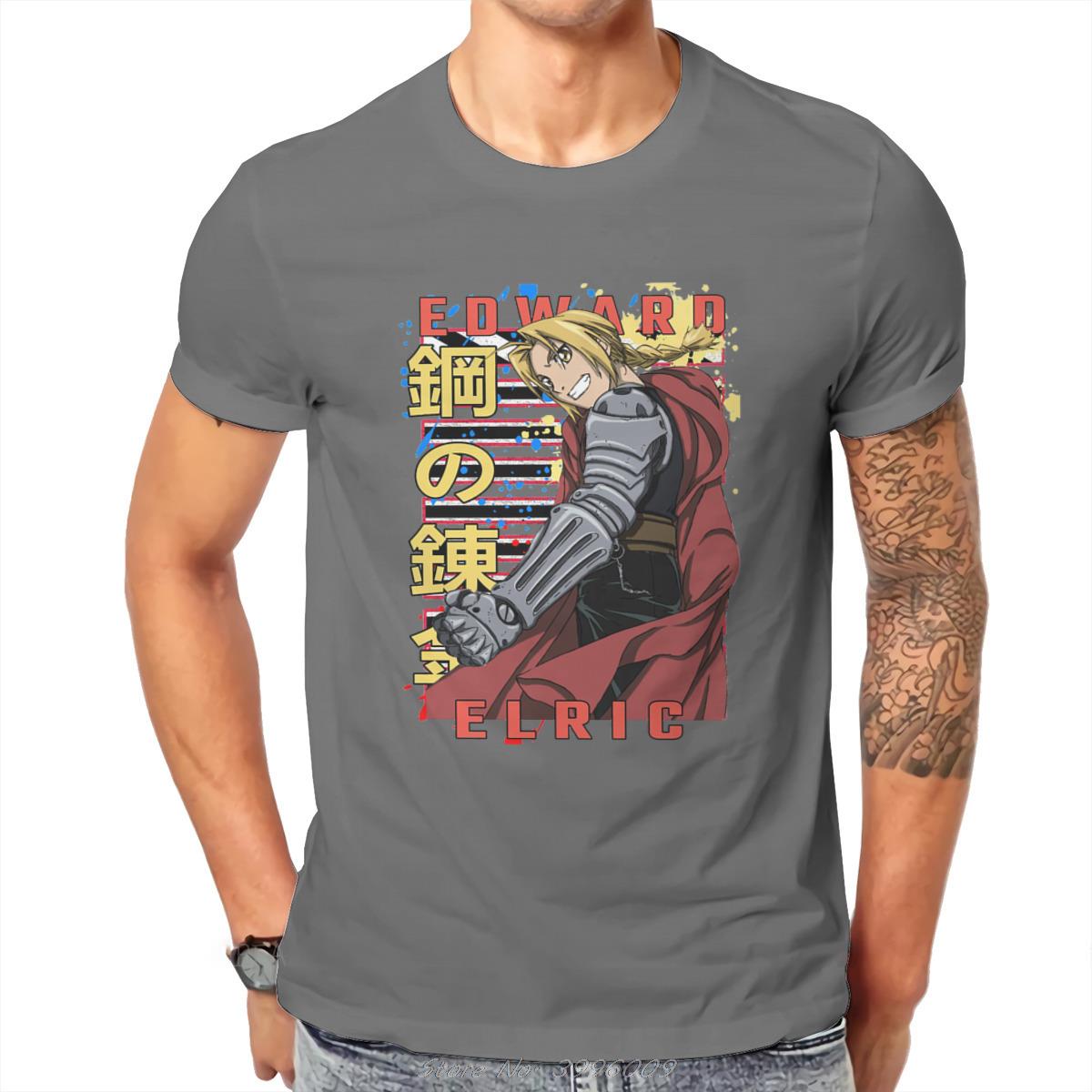 Edward Elric Full Fullmetal Alchemist Anime T Shirt Alternative Big size Crewneck TShirt Big sales Harajuku Men&#39;s Clothing