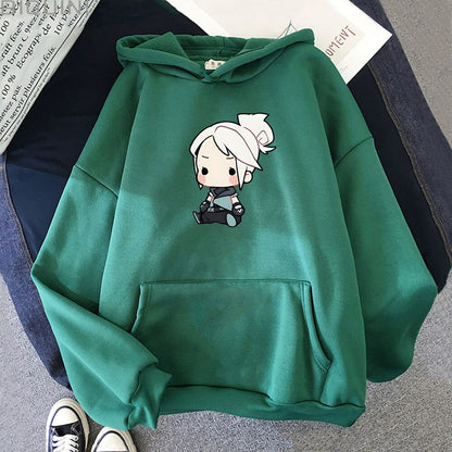 VALORANT Anime Hoodie Jett Streetwear Womens Oversized Sweatshirt Cute Cartoon Print Top Tracksuit Men Unisex Students Pullovers