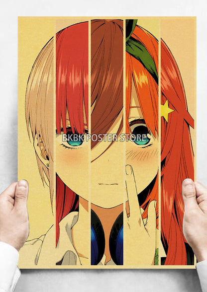 The Quintessential Quintuplets Poster Classic Nostalgia Wall Sticker Posters and Home Decoration Kraft Room Decoration Chambre