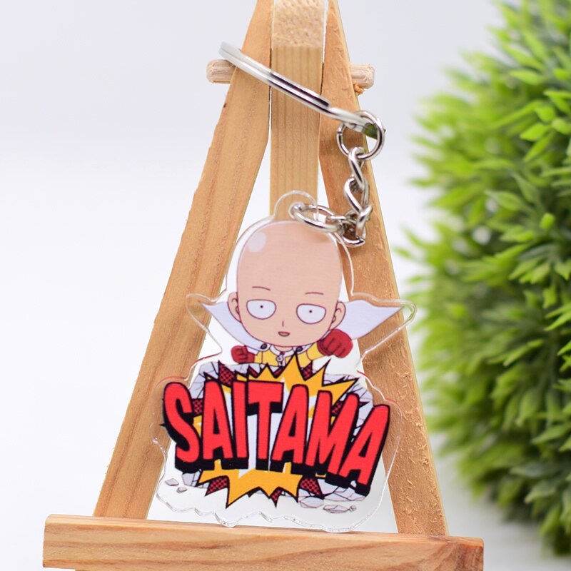 One Punch Man Keychain Series-2 Cute Double Sided Saitama Key Chain Pendant Acrylic Anime Accessories Cartoon Keyring