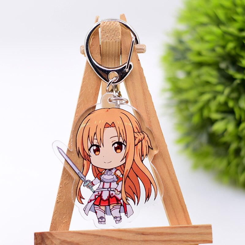 Sword Art Online Keychain Double Sided Acrylic Cartoon Key Chain Pendant Anime Accessories Keyring Hot Sale