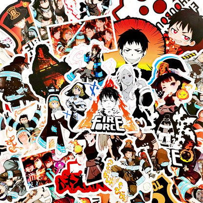 10/50Pcs/set Cartoon Anime Fire Force Waterproof Stickers For Scrapbook Skateboard Snowboard Laptop Luggage Bicycle Kids Toys