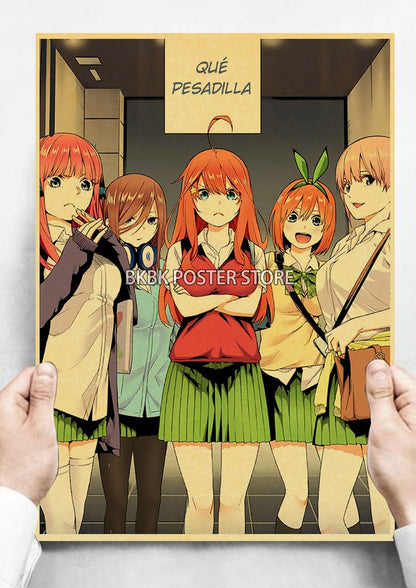 The Quintessential Quintuplets Poster Classic Nostalgia Wall Sticker Posters and Home Decoration Kraft Room Decoration Chambre