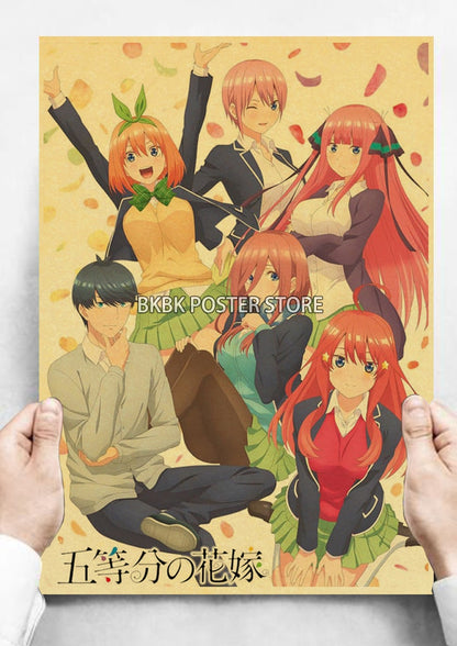 The Quintessential Quintuplets Poster Classic Nostalgia Wall Sticker Posters and Home Decoration Kraft Room Decoration Chambre