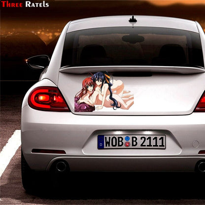 Three Ratels FC157 High School DxD Rias Gremory And Himejima Akeno Sexy 3D Sticker Car Styling Vinyl Car Window Wiper Decal