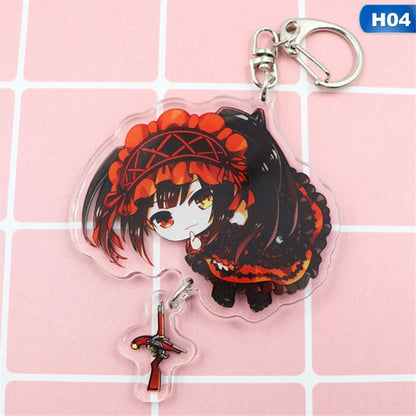 Anime DATE A LIVE Tokisaki Kurumi KeyChain Cosplay Acrylic Key ring Pendant Gift