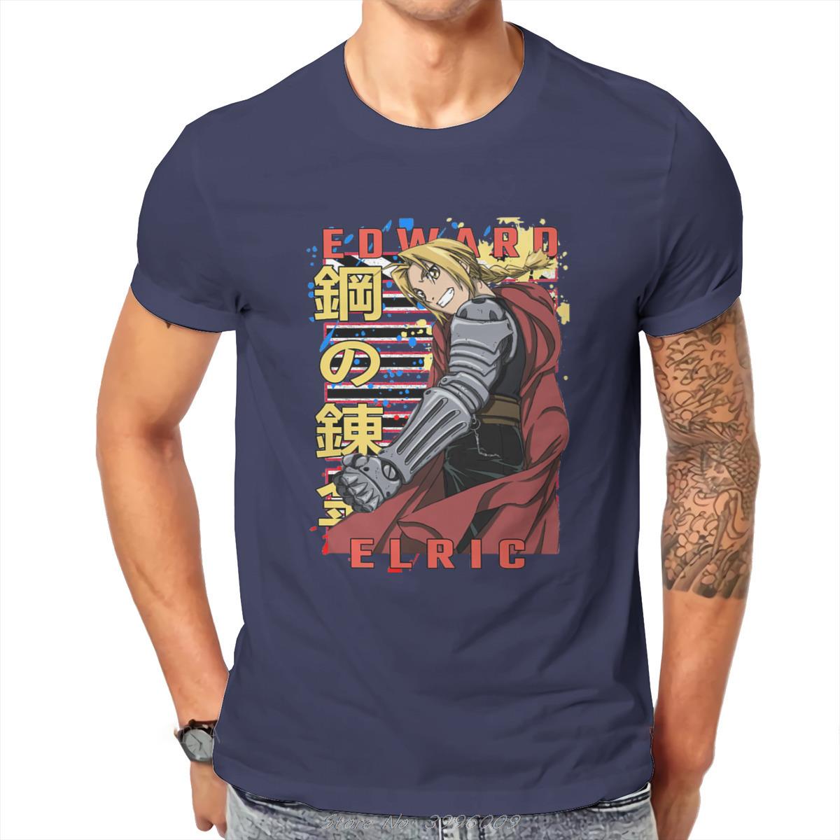 Edward Elric Full Fullmetal Alchemist Anime T Shirt Alternative Big size Crewneck TShirt Big sales Harajuku Men&#39;s Clothing