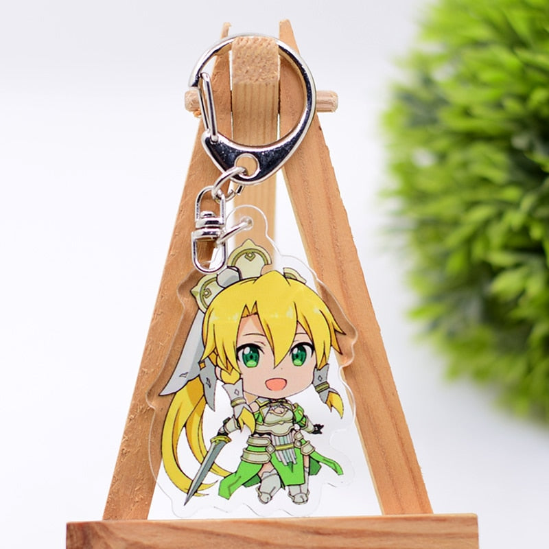 Sword Art Online Keychain Double Sided Acrylic Cartoon Key Chain Pendant Anime Accessories Keyring Hot Sale