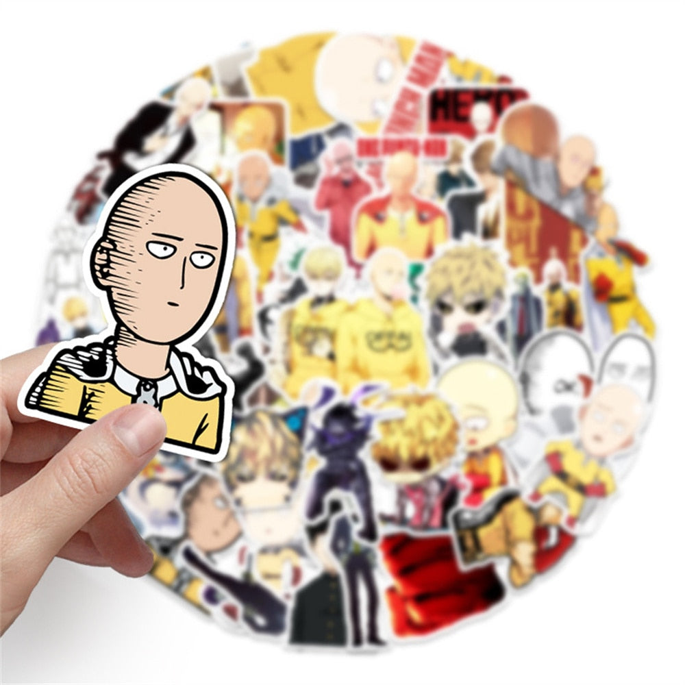 10/30/50PCS Classic Funny Anime One Punch Man Saitama Sticker Toy Luggage Laptop iPad Skateboard Cup Guitar Sticker Wholesale