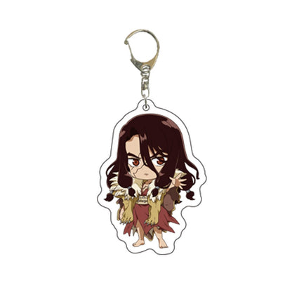 1 Pcs Kawaii Anime Dr. Stone Keychains Figure Senku Ishigami Acrylic Pendant Keyrings for Backpack Bag Toys Children Gifts