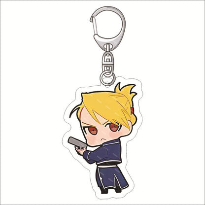 KeyChain Men Fullmetal Alchemist Key Chain Women Acrylic Key Ring Edward Elric Alphonse Pendant Winry Rockbell Party Kids Gift