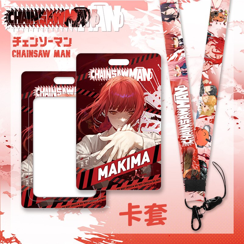 Anime Chainsaw Man Keychain Cartoon Cosplay Figure Lanyard Cartoon ID Bank Credit Card Set Hold Neck Strap Accessories Kids Gift