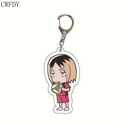 New Anime Volleyball Boy Keychain Cartoon Haikyuu Kageyama Hinata Kenma Kozume Acrylic Figure Key Chain Decor Bag Pendant Gifts