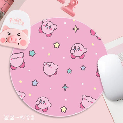 Kirby Kawaii Small Mouse Pad Round Cute Cartoon Dirt Resistant Pink Girl Heart Student Simple Table Pad