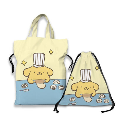 Kawaii Sanrio Cartoon Canvas Handbag Cute Gudetama Tote Bag Shopping Bag Handbag Drawstring Mouth Bag Creative Birthday Gifts