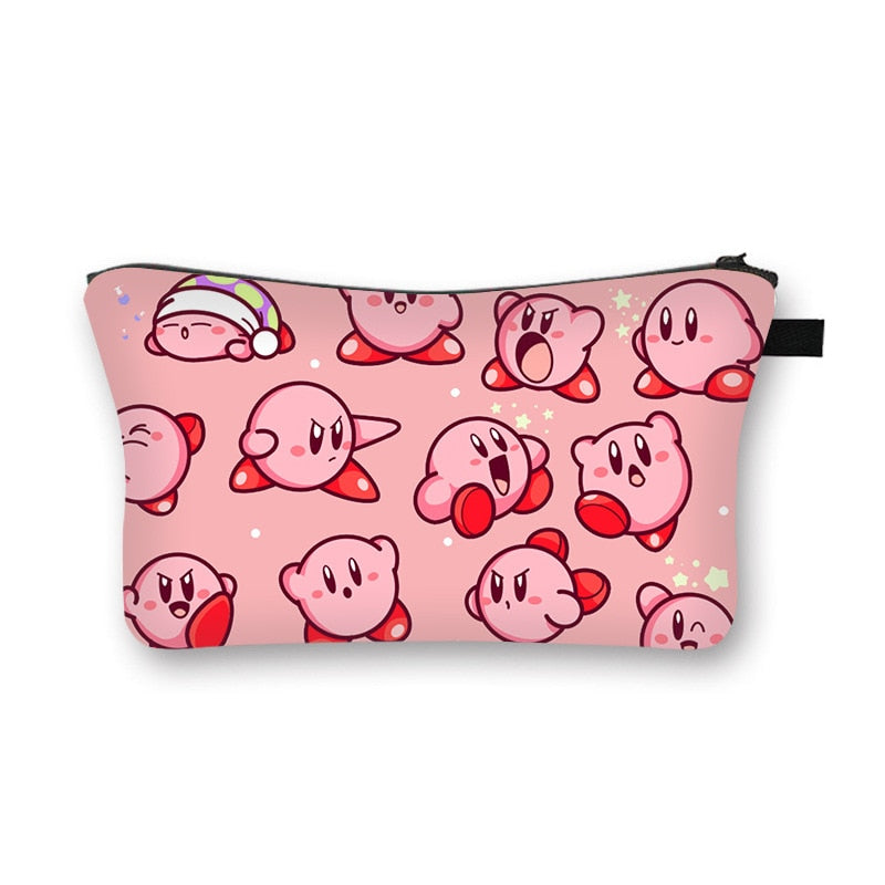 Kirby Bag Cartoon Kirby Makeup Bags Women Waterproof Female Storage Bag Portable for Student Kawaii Pencil Case Birthday Gift