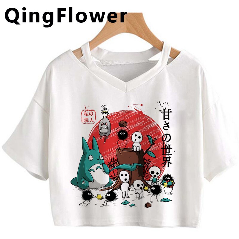 Japanese Spirited Away Hayao Miyazaki Anime Kawaii Print Women Harajuku Aesthetic Tshirt White Tops Anime Female T Shirt