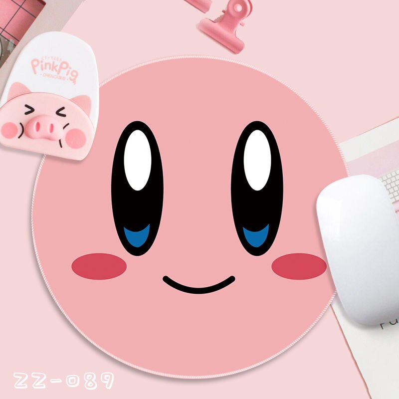 Kirby Kawaii Small Mouse Pad Round Cute Cartoon Dirt Resistant Pink Girl Heart Student Simple Table Pad