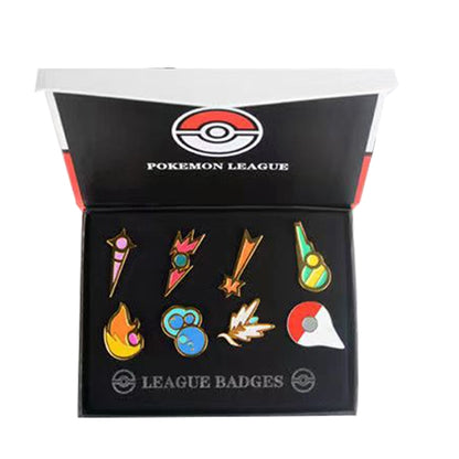 Pokemon Gym Badges Kanto Johto Hoenn Sinnoh Unova Kalos League Region Pins Brooches Orange Islands Box Collection Pocket Monster