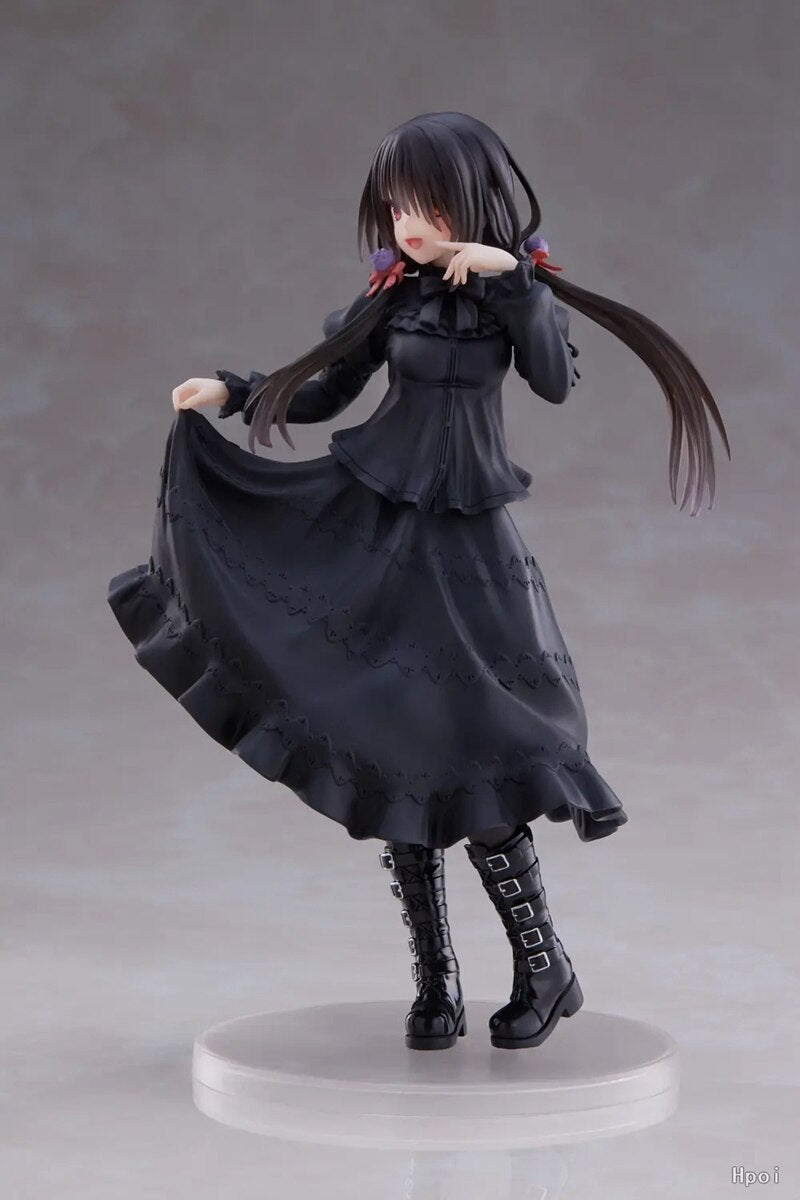 18CM DATE A LIVE Tokisaki Kurumi Anime Figure Cute Girl Model Toy PVC Black Dress Dress Up Standing Model Car Interior Ornament