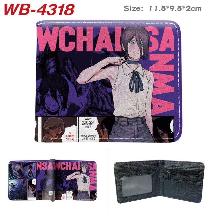 Chainsaw Man Wallets Cosplay Anime Makima Power Denji Pochita Cartoon Pu Wallet Short Coin Purse Card Holder