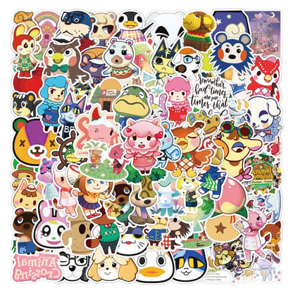 10/30/50PCS Animal Crossing Friends Club AnimalCrossing Personality Trend Guitar Decoration Sticker Water Cup Sticker  Wholesale