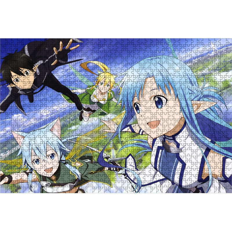 1000 Piece Japanese Anime Sword Art Online Puzzles Wooden SAO Puzzles For Adults Children Educational Toys Gifts