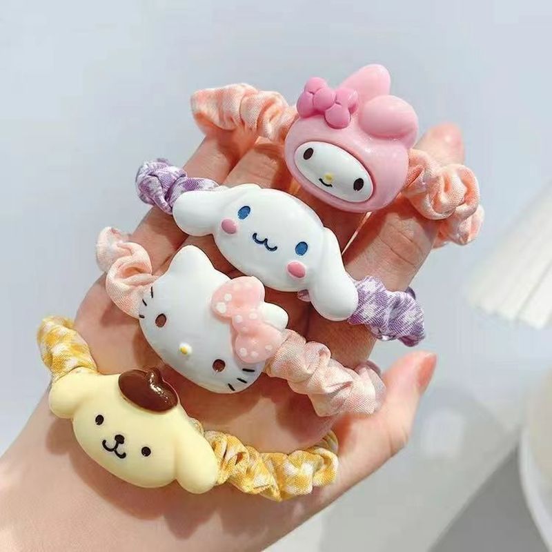 New Cartoon Sanrio Hello Kitty Cinnamoroll My Melody Kuromi Hair Ring Cute Sweet Girl Hair Accessories Simple Cartoon Headdress