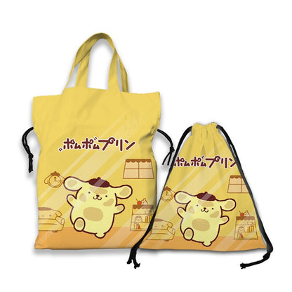 Kawaii Sanrio Cartoon Canvas Handbag Cute Gudetama Tote Bag Shopping Bag Handbag Drawstring Mouth Bag Creative Birthday Gifts