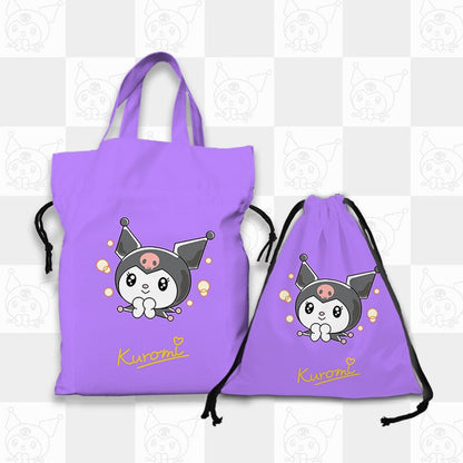 Kawaii Sanrio Cartoon Canvas Handbag Cute Gudetama Tote Bag Shopping Bag Handbag Drawstring Mouth Bag Creative Birthday Gifts