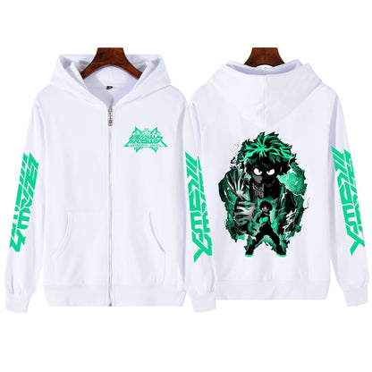 My Hero Academia Zip Up Jacket Anime Deku Graphic Print Hoodie Pullovers Unisex Fashion Harajuku Sweatshirt Casual Streetwear