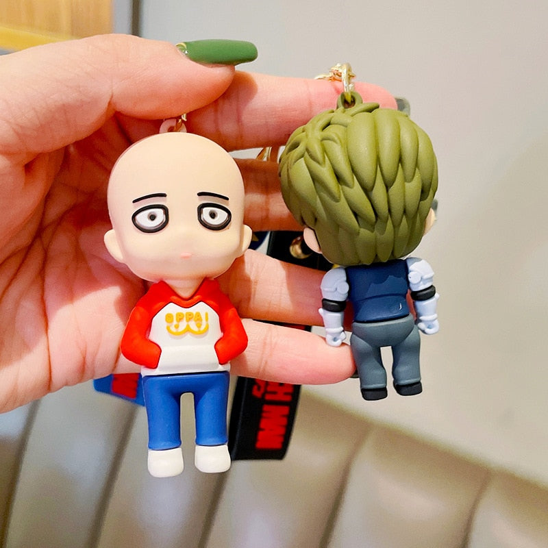 One Punch Man Keychain Anime Saitama Cute Doll Figure Toy Keyring Bag Pendent Key Chain Accessory Gift for Kids Men Fans Friends