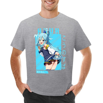 konosuba Aqua shirt T-Shirt funny t shirts tops heavy weight t shirts for men